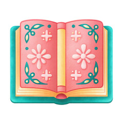 Easter Christianity and gathering watercolor concept. Colorful open book with floral decorations on the cover.