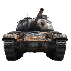 Obraz premium A rusted tank isolated on white.