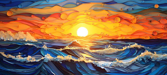 quilling paper sunrise, ai generative