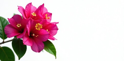 Tropical bougainvillea in full bloom against white background, isolated, blooms, flowers