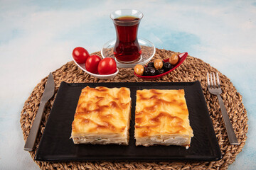 Traditional Turkish pastries: Cheese water pastry (Su boregi). There are two types of water pastry...