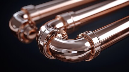 Naklejka premium Copper Pipes Close-up Industrial