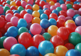 Colorful Plastic Balls Fill a Play Area, Bright and Playful