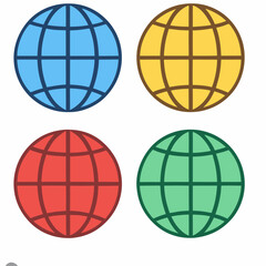 Obraz premium Globe Grids Multiple Colours Set vector illustration