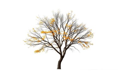 Fototapeta premium Lone deciduous tree, stark branches against pure white, minimalist, branches