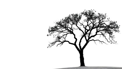 Obraz premium Single, majestic tree silhouetted against pure white backdrop, image, pure