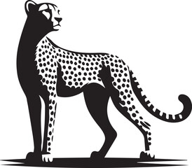Fototapeta premium vector illustration of a cheetah, cheetah silhouette vector, cheetah logo, cheetah silhouette vector black and white full body