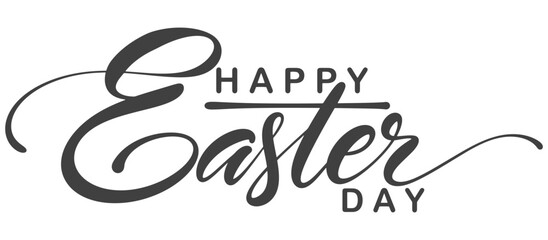 Happy easter hand lettering calligraphy isolated on white background. Vector holiday illustration element. Happy easter script calligraphy