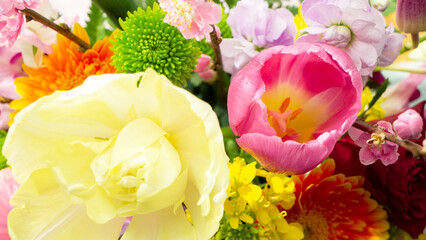 春の訪れを告げるカラフルな花束