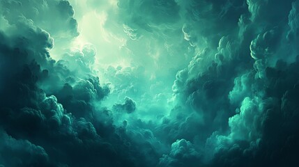 Fototapeta premium Dark emerald and teal clouds, moody and luxurious with glossy finish