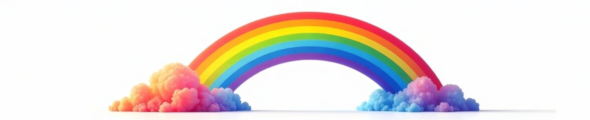 Vibrant arched rainbow swirl on white background, twist, bright