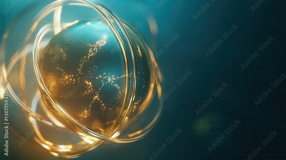 Aufkleber Modern abstract background features a stylized globe symbolizing international connections and futuristic design Generative AI