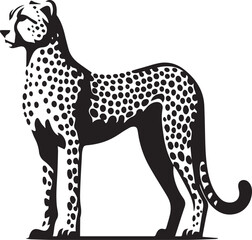 Fototapeta premium vector illustration of a cheetah, cheetah silhouette vector, cheetah logo, cheetah silhouette vector black and white full body