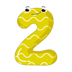 Vector illustration of colorful number two with eyes for children