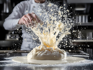 Close-Up of Flour Being Sprinkled from Hands into a Mixing Bowl