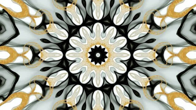 black liquid ink mandala kaleidoscope background