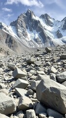 Boulders and rocks scattered across the Grand Jorasses plateau, boulders, natural formations