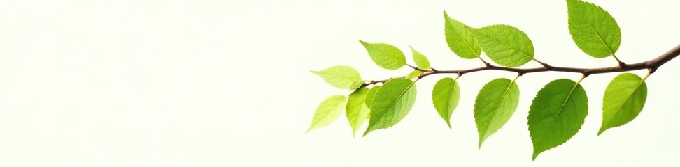 Fototapeta premium A branch with leaves isolated on a white background, nature photography, leafy