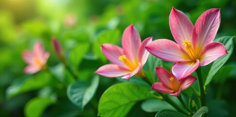Obraz premium Vanilla bean plants with blooming flowers and growing leaves, leafy greens, plant life
