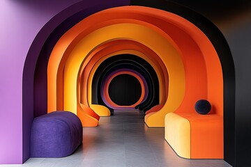 Abstract colorful background with lines and curves, dark color palette