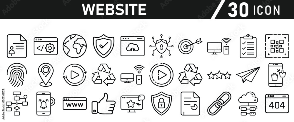 Poster website icon set inliner style. website set icon vector. for computer and mobile. vector illustratio