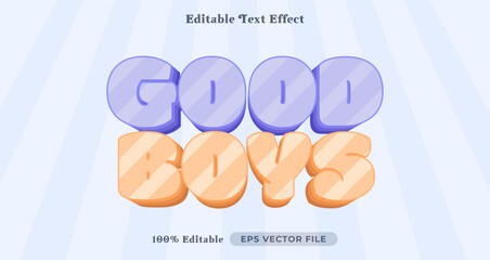 good boys editable text style, bubble text effect
