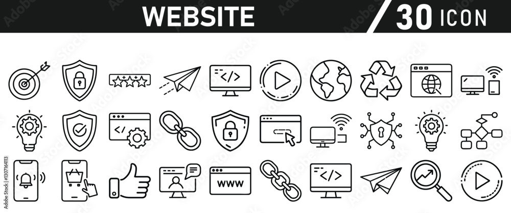 Poster website icon set inliner style. website set icon vector. for computer and mobile. vector illustratio