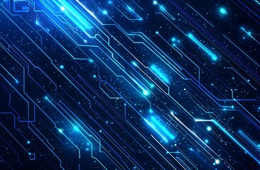 Naklejka premium Abstract blue technology circuit board background with glowing particles