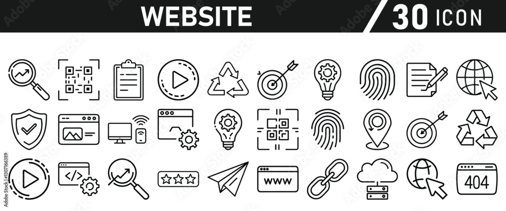 Poster website icon set inliner style. website set icon vector. for computer and mobile. vector illustratio