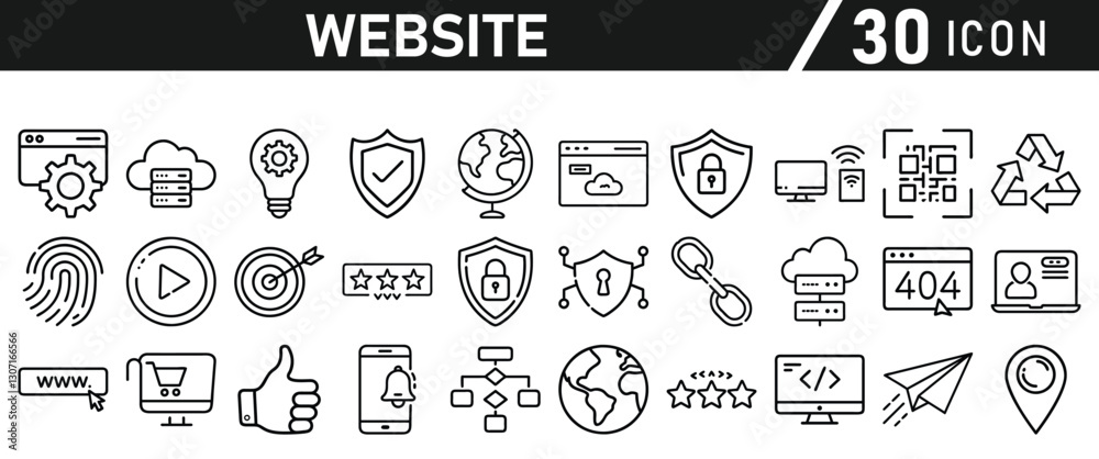 Poster website icon set inliner style. website set icon vector. for computer and mobile. vector illustratio