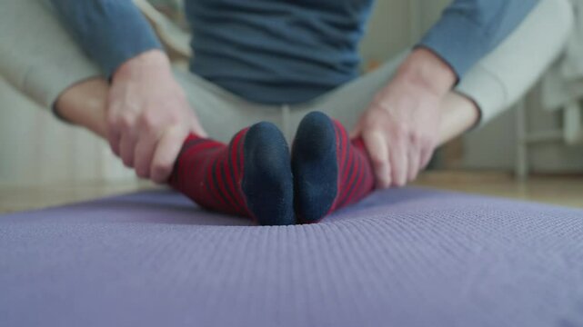 Inner Thigh and Pelvic Floor Muscle Stretch: Dynamic Fitness Exercise on Yoga Mat with Seated Hip Opening Technique