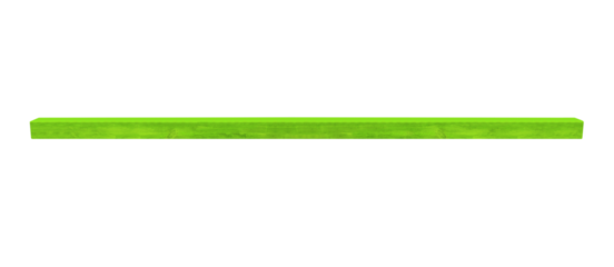 Square beam painted with green paint, horizontal up view. On isolated transparent background.