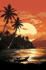 Coconut tree transportation landscape shoreline.