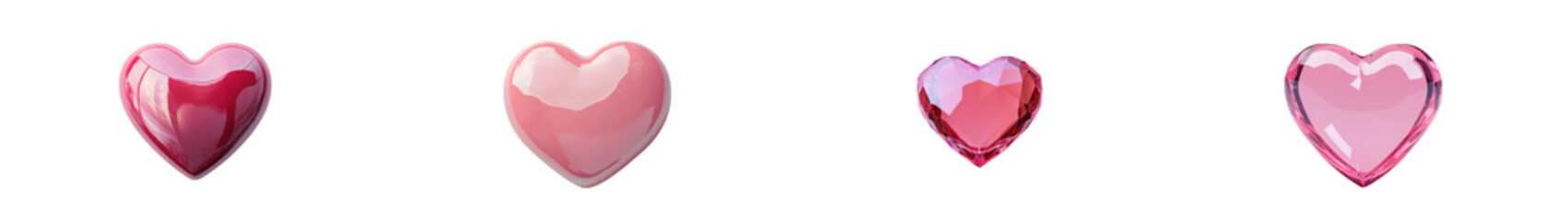 Elegant and sparkling pink heart shaped gemstones or crystals on a vibrant and glossy background  The image symbolizes love romance and passion with its luxurious and decorative design