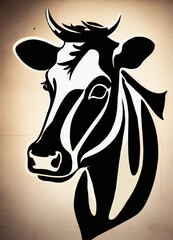 cow on black background
