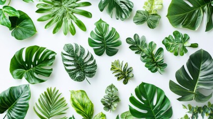 Naklejka premium plants, top view, white solid background, clean and detailed lines showing leaf texture, soft lighting, subtle depth.