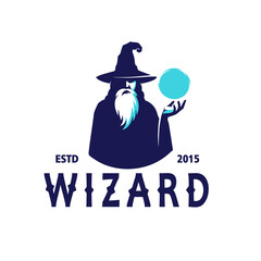 Wizard Magician Vintage Logo Design Illustrations Vector Template