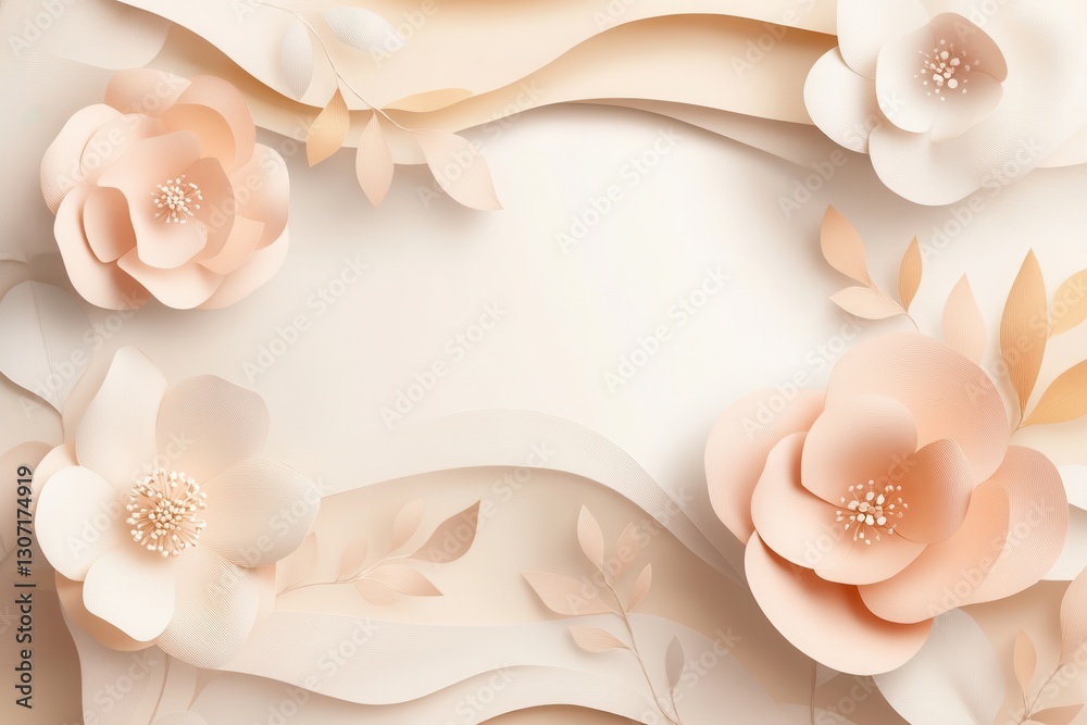 Poster elegant pastel paper flower background featuring soft layers for a luxurious and delicate design gen