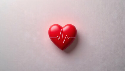 Red Heart Shape with Ekg Line on a Textured Background