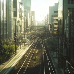 Fototapeta premium Tokyo city streets devoid of people, with only the sound of the wind and the occasional hum of distant trains
