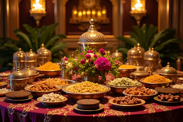 Luxurious Traditional Feast with Delicious Food and Decor