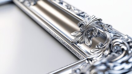 frame, close-up, white solid background, polished frame with glowing edges, sharp focus on subtle details.