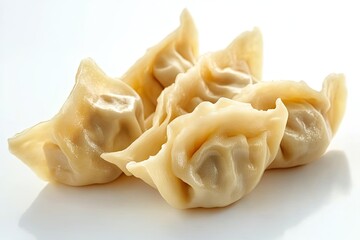 Fried wonton dumplings isolated on white background 