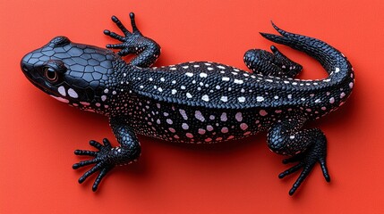 Lizard on Red Background