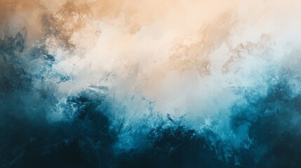 Obraz premium Soft abstract gradient with smooth blue and brown hues, gently blending with blurred edges, creating a calm and ethereal atmosphere