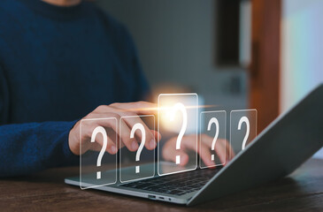 Concept of Business FAQs Question Mark Thinking and Wondering Questions Ideas Success Communication...