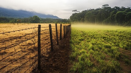 natural environment wire fencing natural landscape grassland fence field landscape plain ecoregion land lot