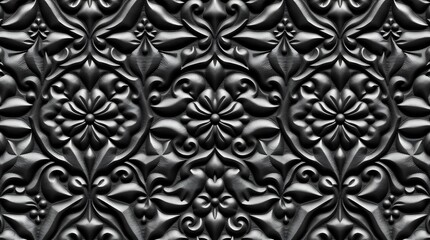 Intricate Embossed Pattern: A detailed close-up of an embossed, repeating floral pattern, offering a tactile sense of depth and texture, ideal for backgrounds and design elements. 