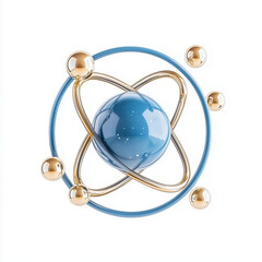 A 3d model of an atom with orbiting electrons