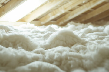 Travaux d'isolation dans une maison ou un appartement avec de la laine de verre.